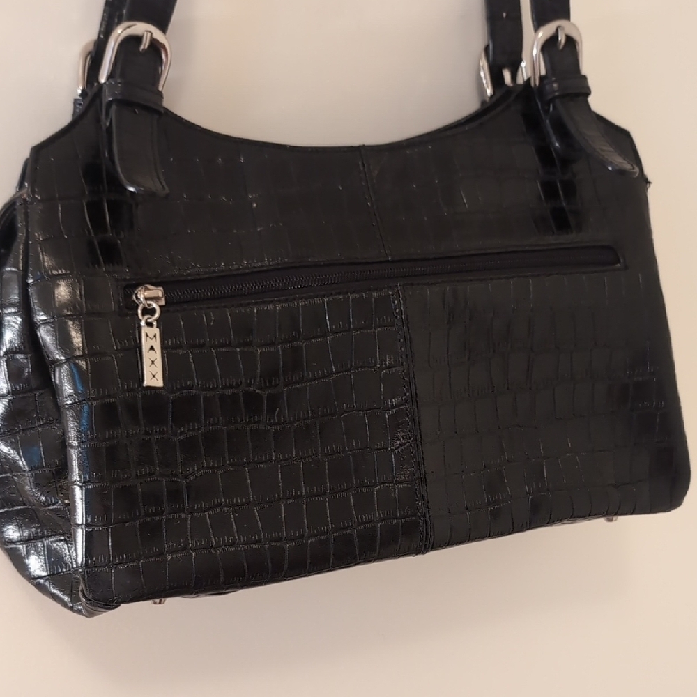 Black Crocodile-Embossed Women's Bag